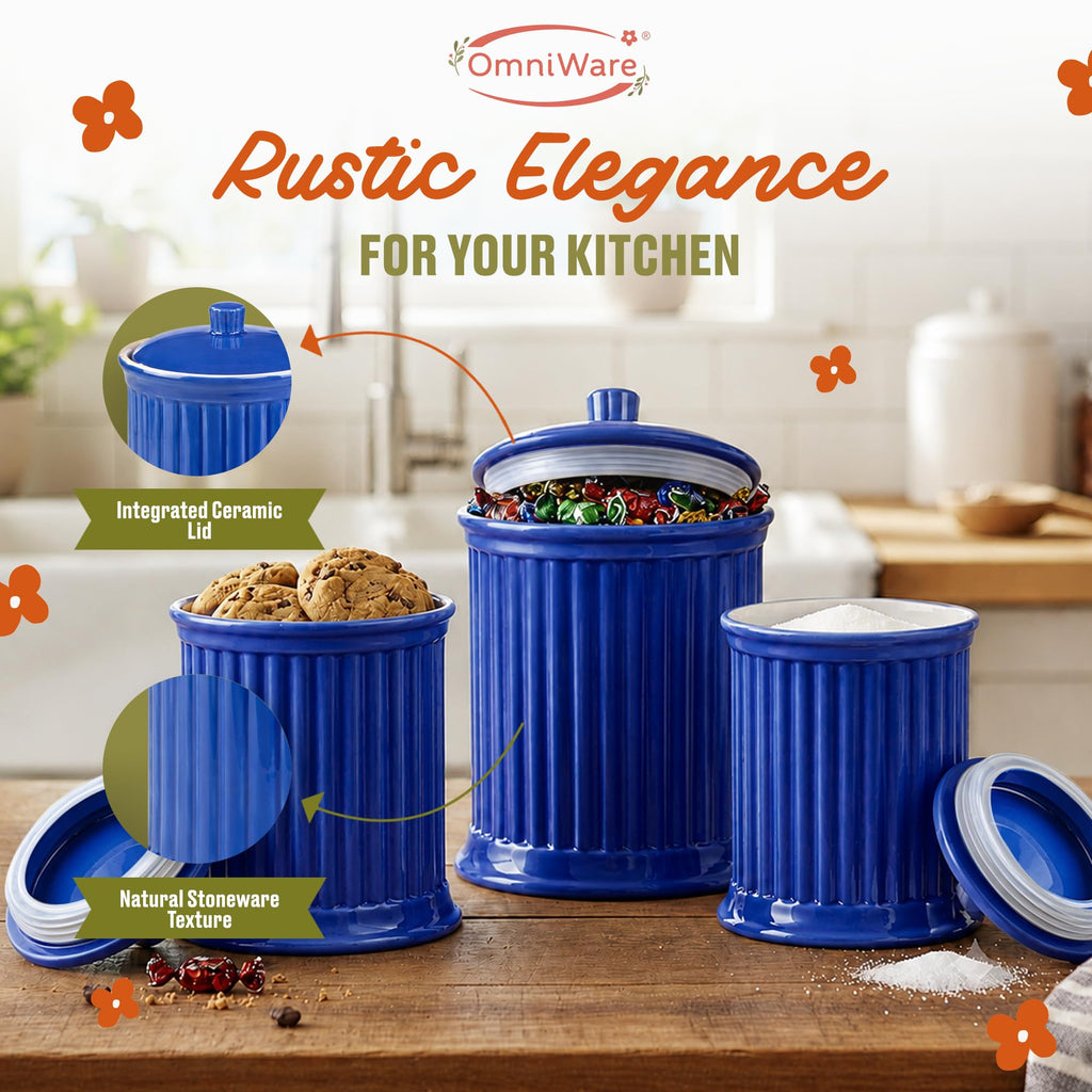 Simsbury Canisters 88 Oz - Simply Blue, Set of 3