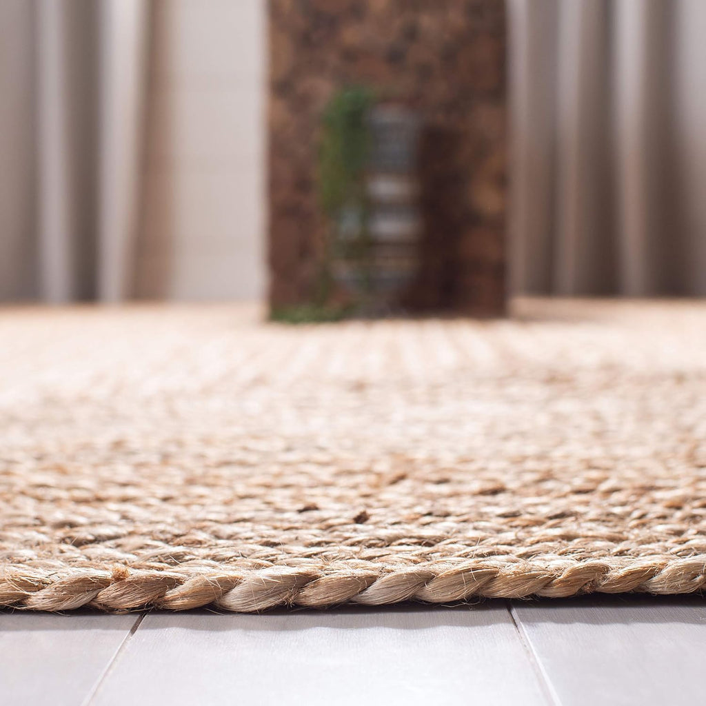Area Rug Oval - Cape Cod Collection - Large - Natural Brown, Handmade Braided Flat Weave Jute (CAP252A)