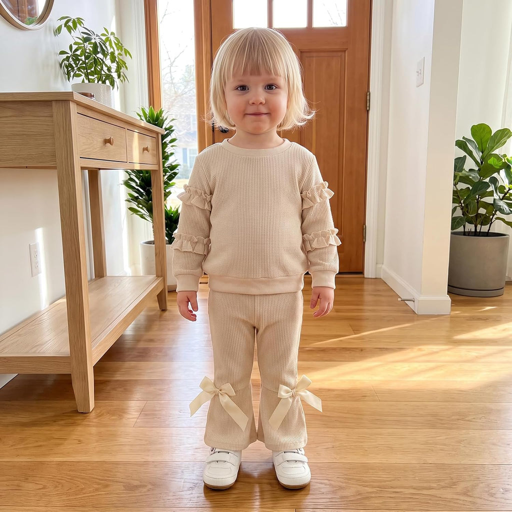 Toddler Girl Clothes Floral Sweatshirt Flare Pants Set
