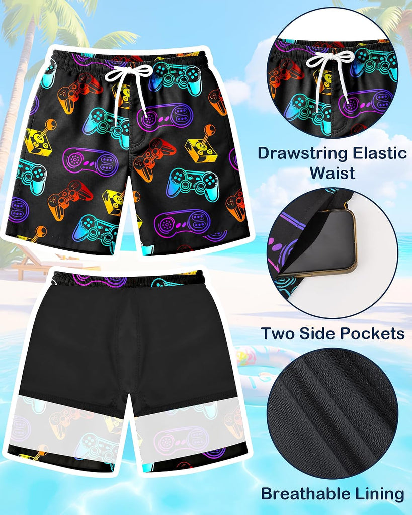 Boys Two Piece Rash Guard Swim Set Kids Long Sleeve Swimsuits with Swim Trunks Quick Dry Bathing Suit