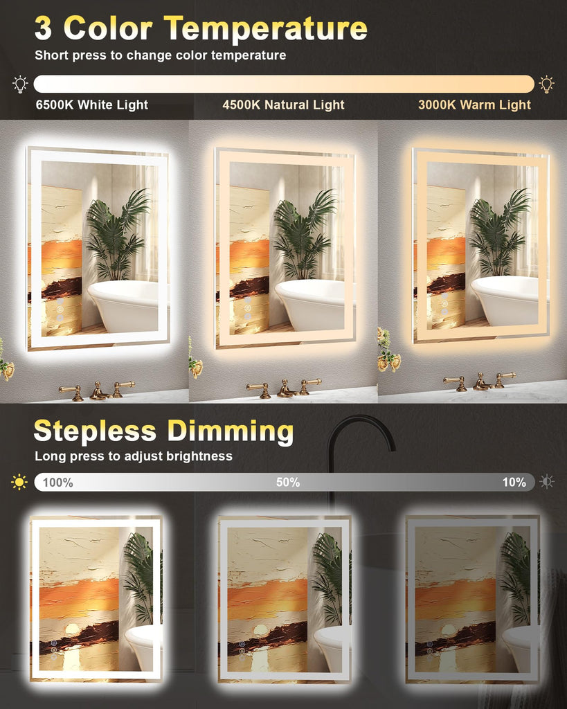 40x30 LED Bathroom Mirror, 6000LM, Separate Front and Back Lights