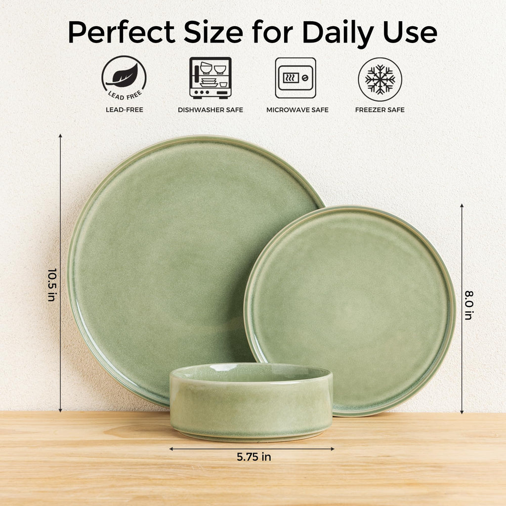 Stoneware Dinnerware Sets for 4,12 Piece Plates and Bowls Sets