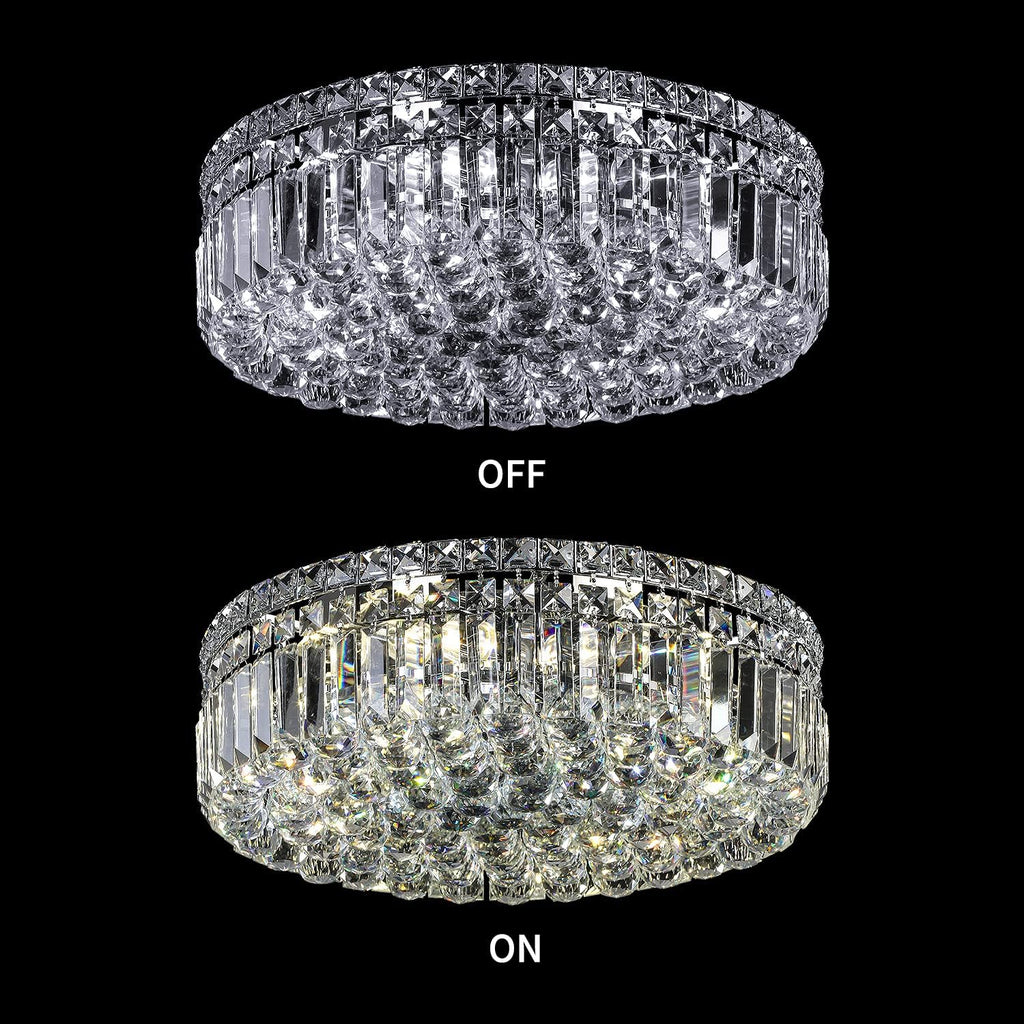 6-Lights Crystal Flush Mount Chandelier Light Fixture with K9 Crystals Modern Ceiling Lights Elegant Pendant Lamp for
