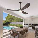 52 Inch Farmhouse Rustic Ceiling Fans with Lights, Dimmable Solid Wood Outdoor Ceiling Fan with Light and Remote Control 3 Blades Propeller Ceiling Fans for Patios Indoor Bedroom, Deep Brown A101-B0F93YGG7L