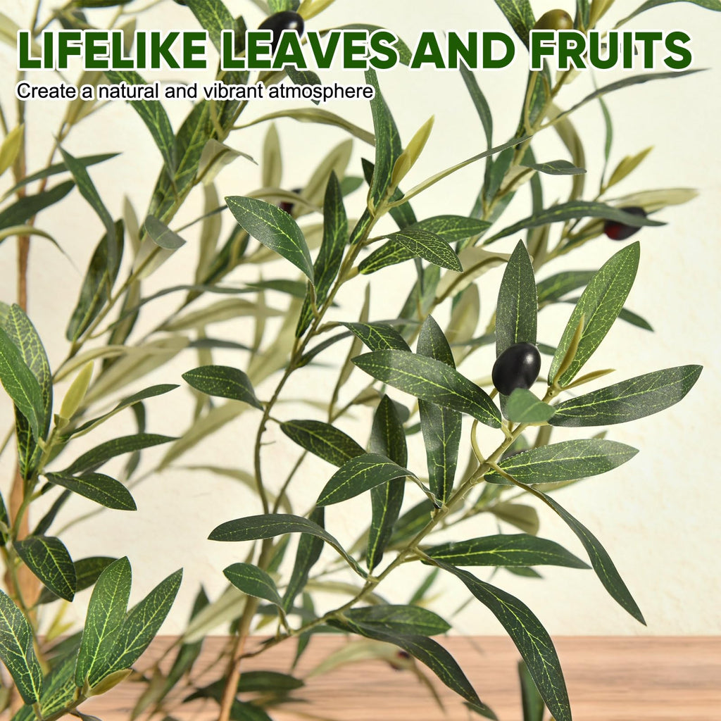Faux Olive Tree 6Ft Artificial Tree Indoor with Natural Wood Trunk