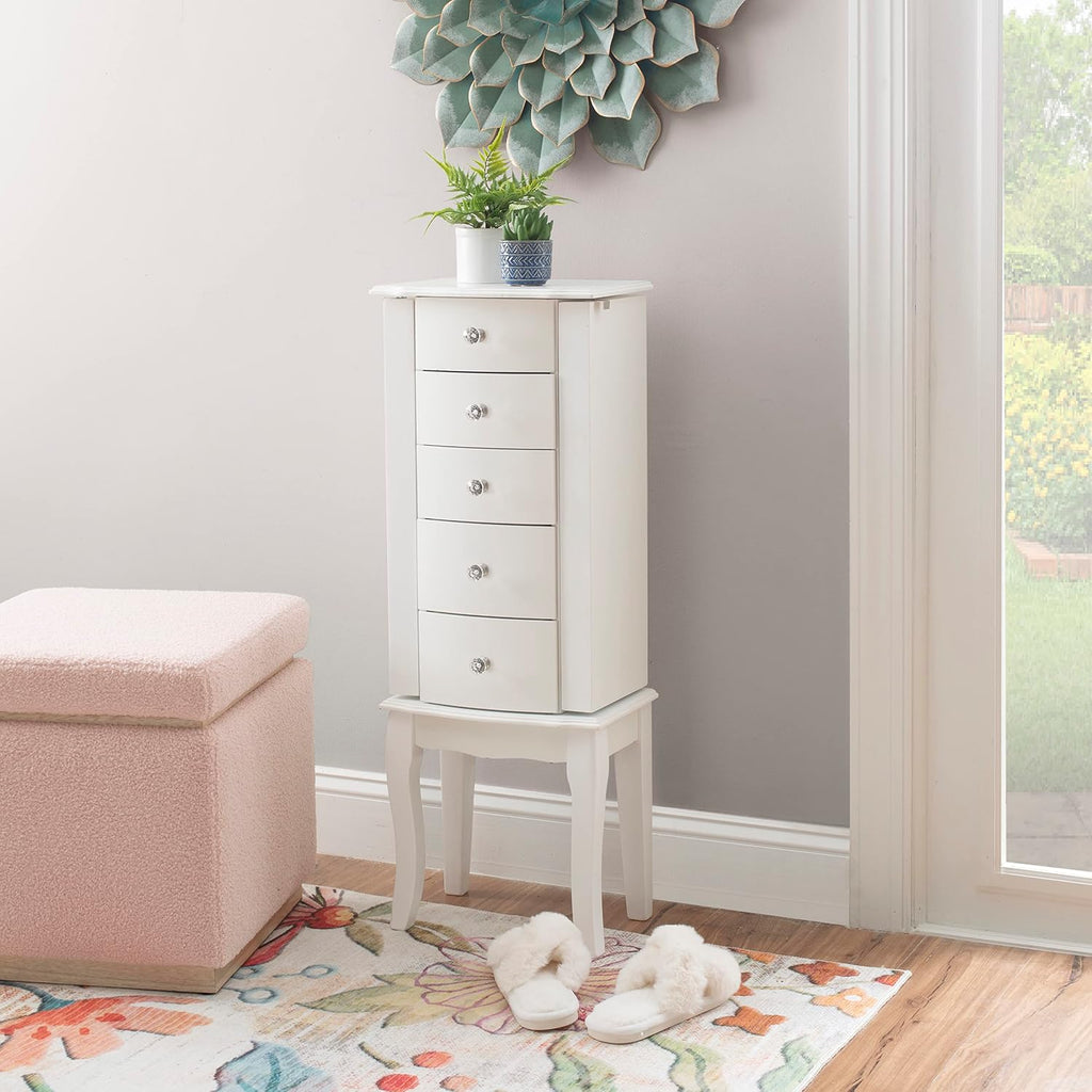 Furniture Jewelry Armoire, White, 13"x 9.375"x 35.5"