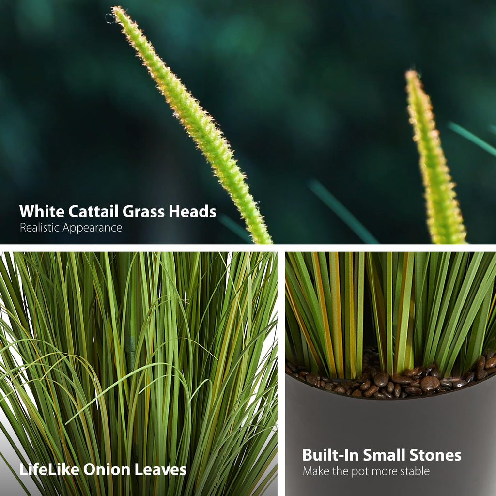 3ft 2-Pack Artificial Cattail Reed Grass, 35in Artificial Indoor Outdoor Fake Onion Grass Plant, Home Office