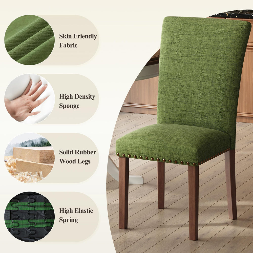 High Back Upholstered Set of 4, Green