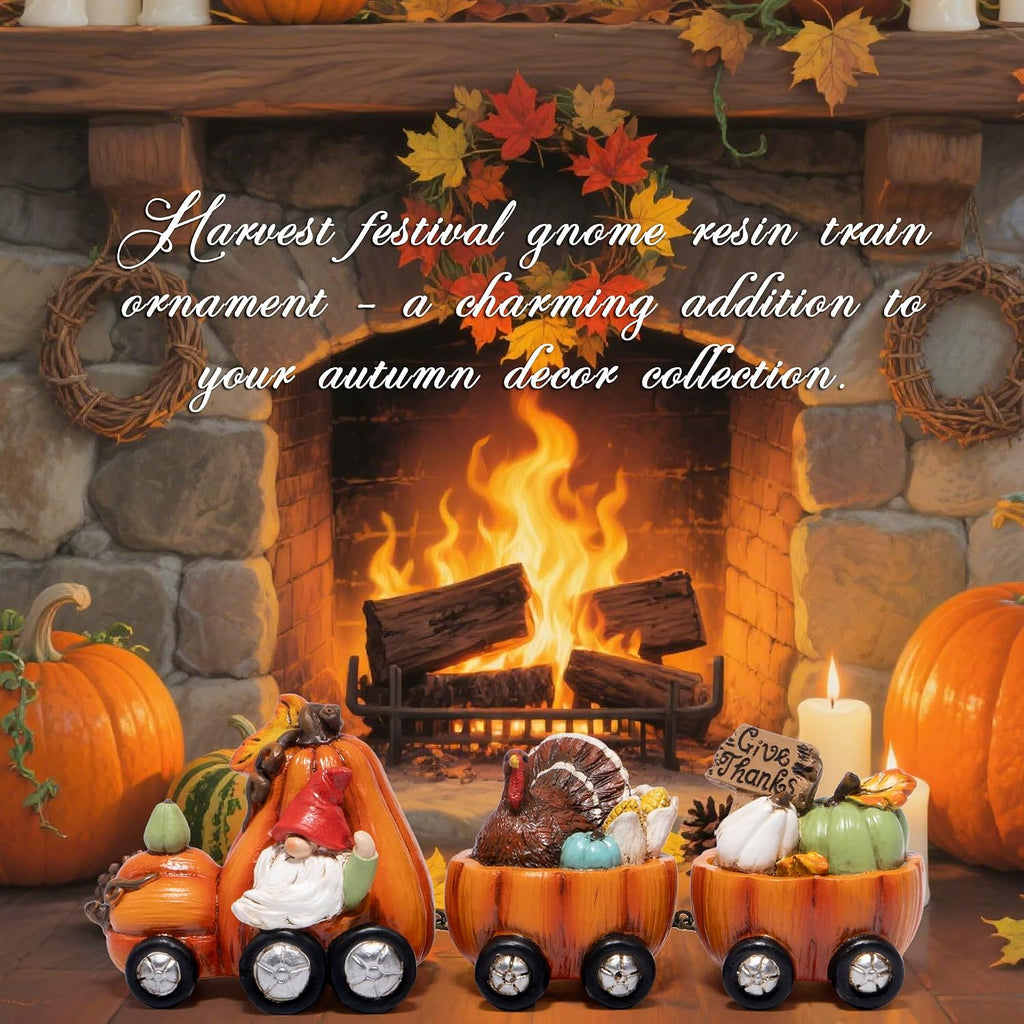Fall Pumpkin Train Decoration Indoor,Thanksgiving Gnome Centerpiece