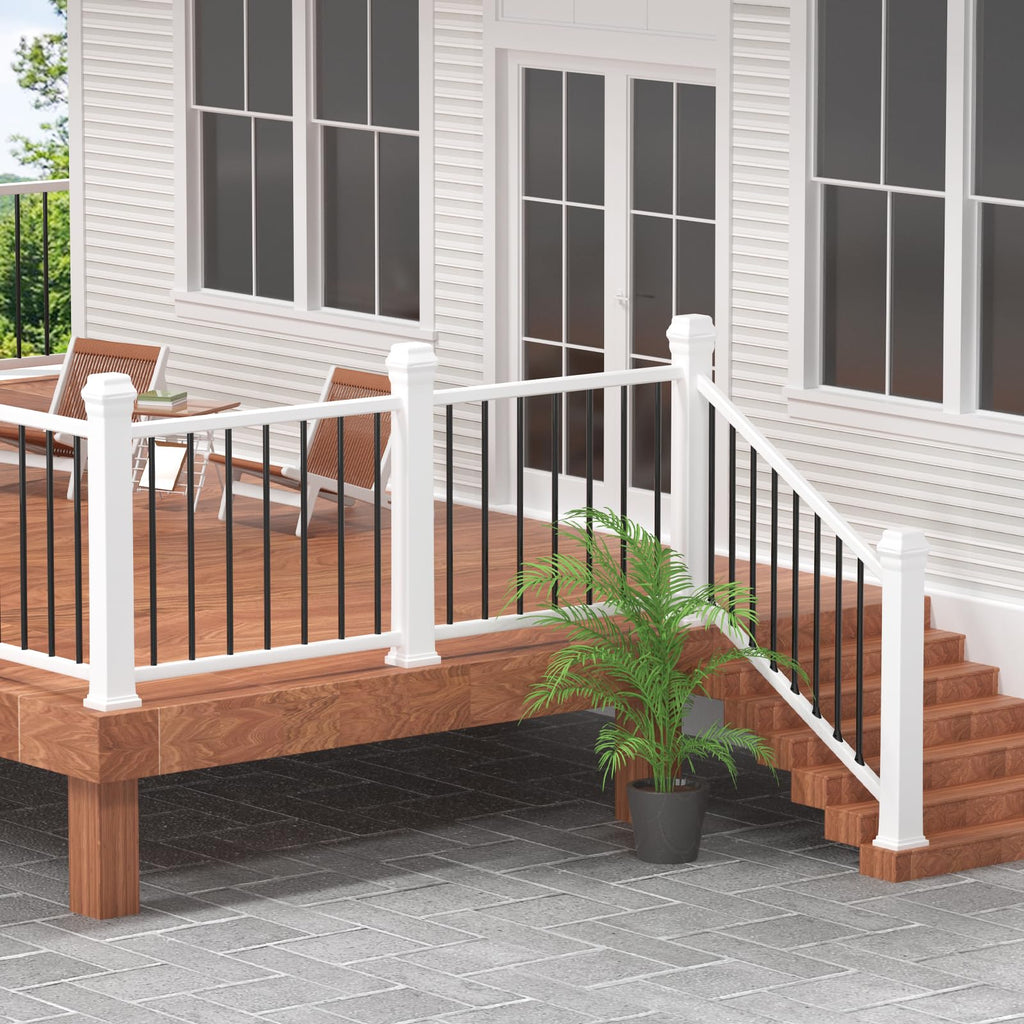 100 Pack 26" Square Aluminum Deck Balusters, 3/4" Black Aluminum Deck Spindles with Anti-UV Black Baluster