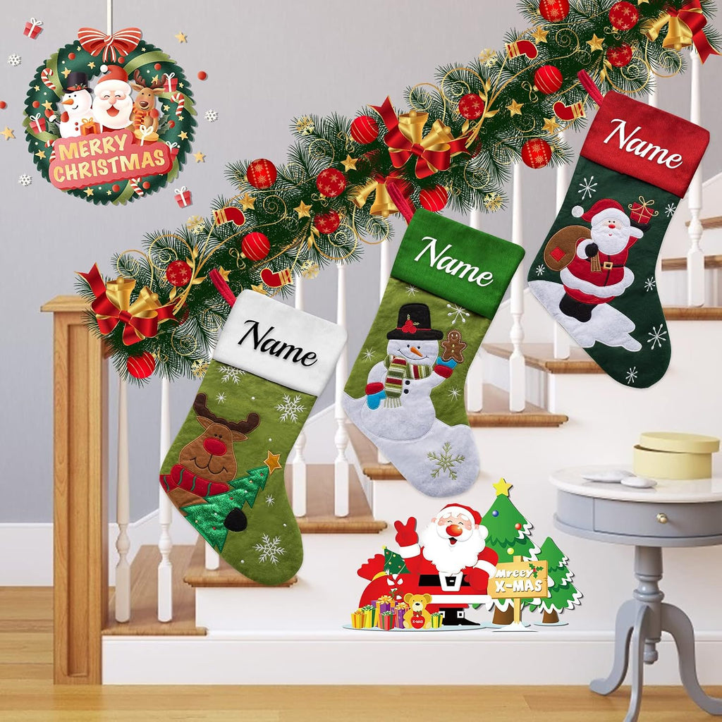 Set of 1 Christmas Stockings with Name Family Ornament for Xmas Holiday Decoration