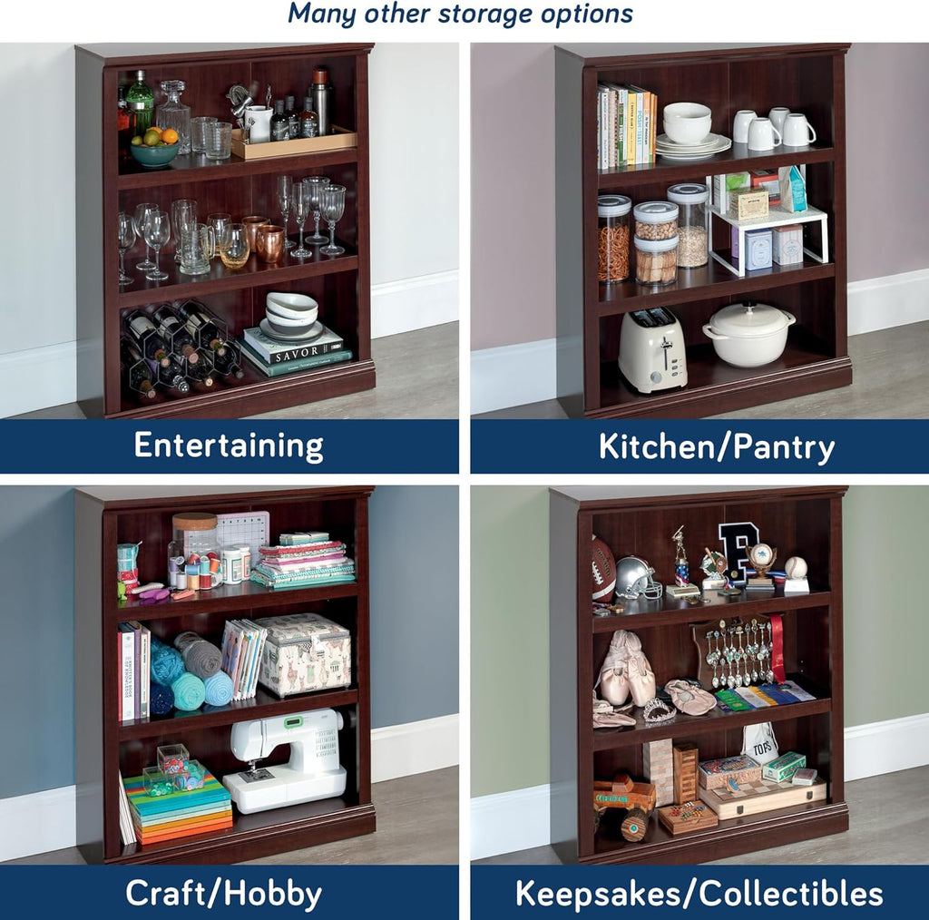 Miscellaneous Storage 3-Shelf Bookcase/ Book shelf, Select Cherry finish