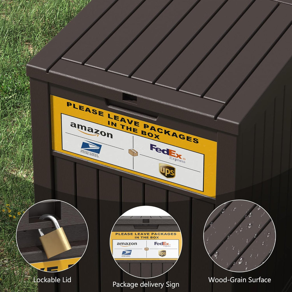 Package Delivery Box 48 Gallon Storage with Lockable Secure, Large Resin Outdoor Package Drop Container