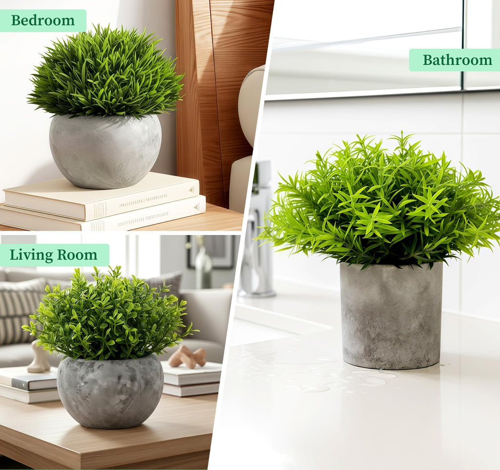 Fake Plants, 5PCS Small Artificial Greenery Eucalyptus Plants Indoor in Pots