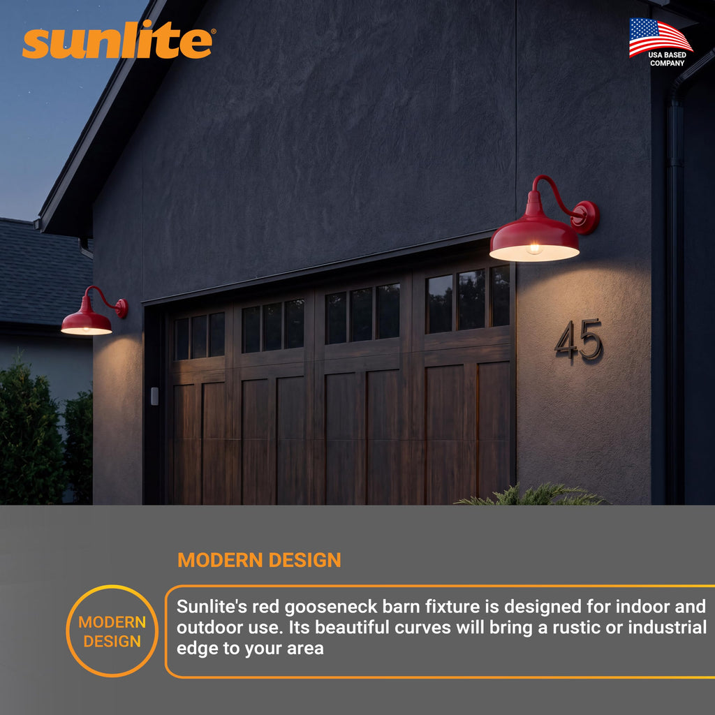 Gooseneck Rustic Barn Light Fixture, Wall Mount, Medium Base (E26) Socket, Standard A19 Bulb Required (60W