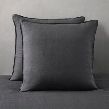 100% Linen Pillow Shams Euro Size Dark Grey Linen Pillow Case