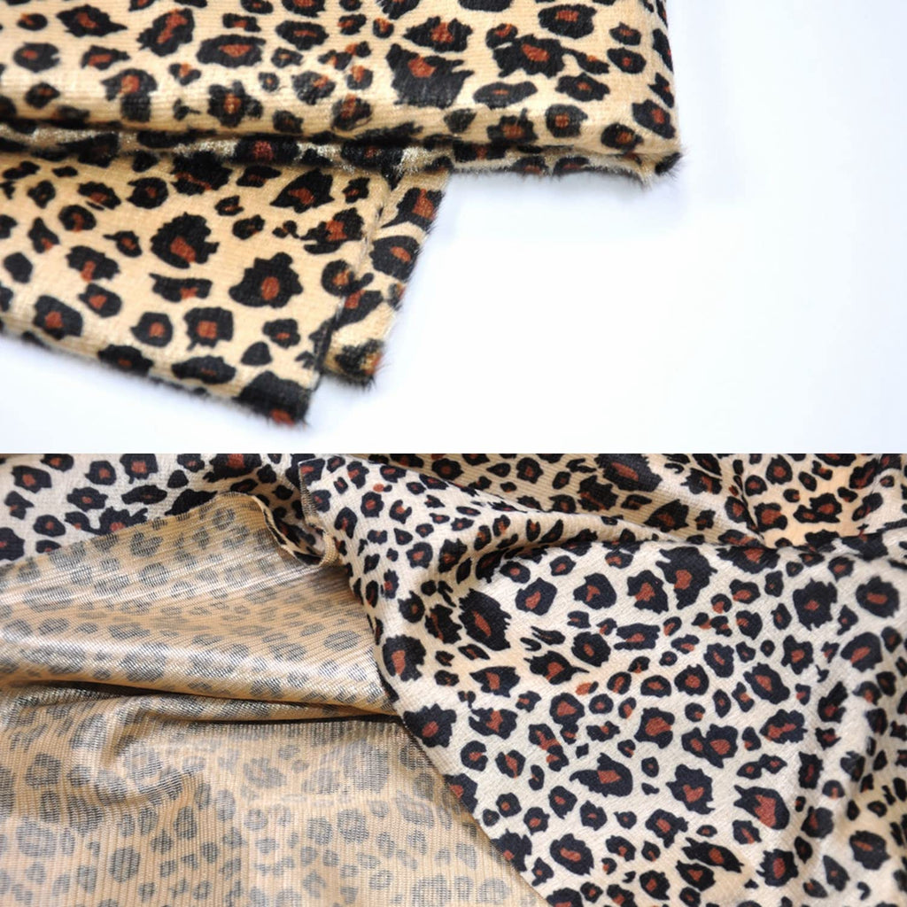 59" Wide Leopard Print Velboa Short Fur Pile Upholstery Drapery Clothing Polyester Fabric by Two Yards (Leopard 2Y)