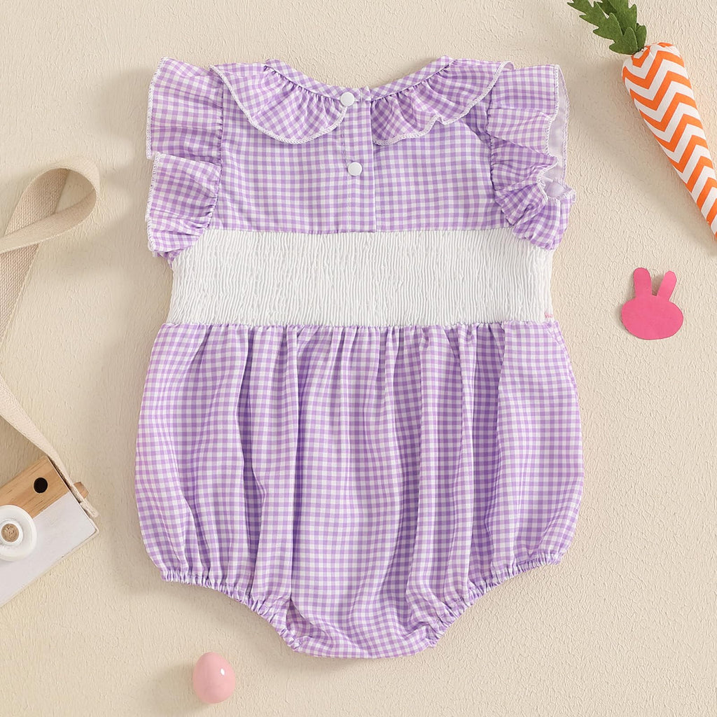 Newborn Baby Girl Easter Outfit Infant Girl Clothes Baby Easter Romper Jumpsuit Summer Baby Girl Clothes (Purple