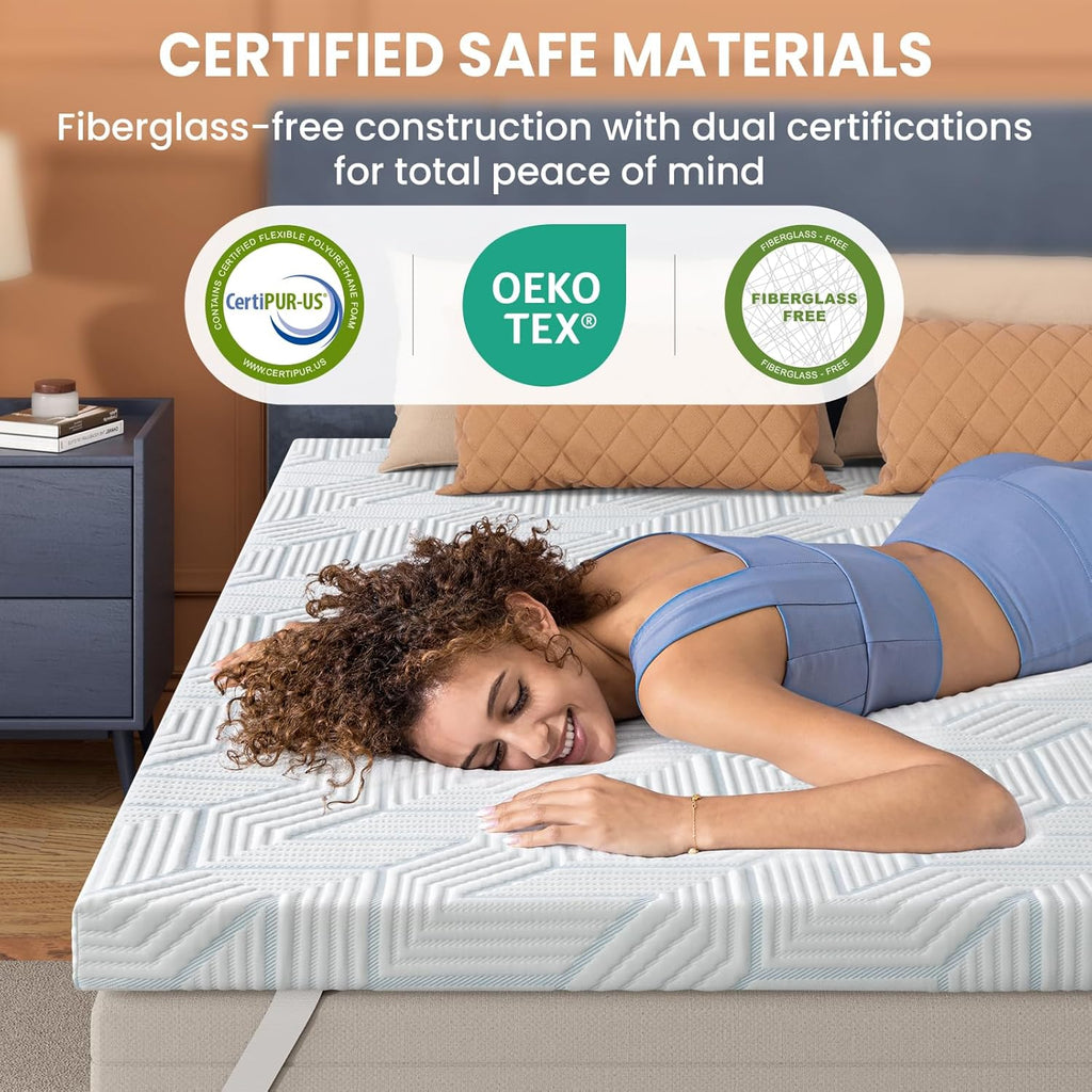 3 Inch Gel Memory Foam Mattress Topper Queen - Pressure Relief & Breathable for Deeper Sleep - Bed Toppers with