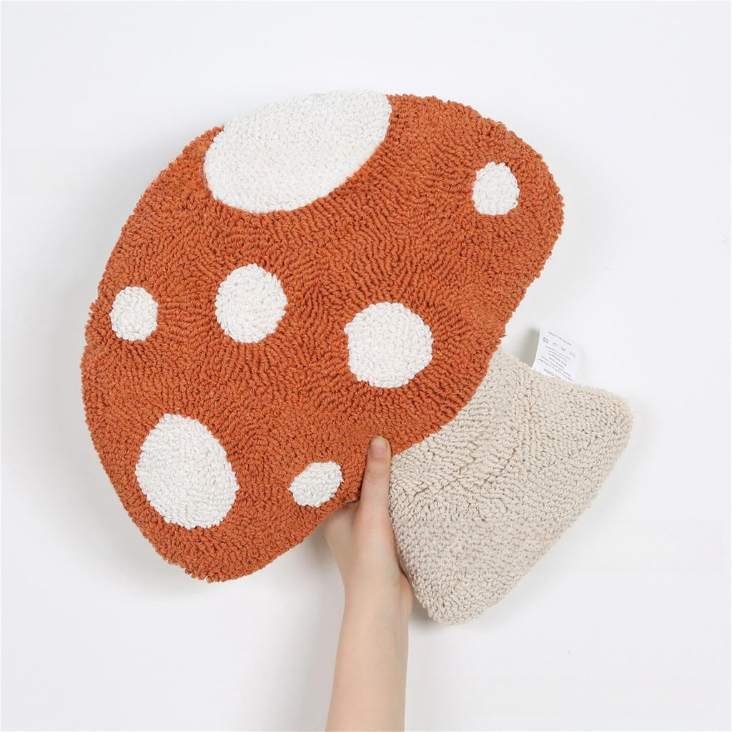 Mushroom Floor Pillow, Plush, Orange, 13.3in*12.9in