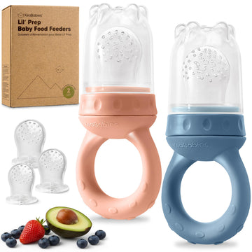 Baby Fruit Feeder 2pk, Silicone Baby Food Feeder,BPA-Free(Sunset)