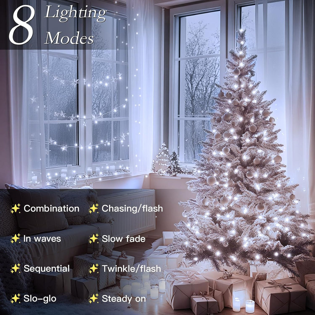 328FT 1000 LED Christmas Tree Lights, Bright Cool White Outdoor Christmas String Lights , Fairy Lights with 8 Modes