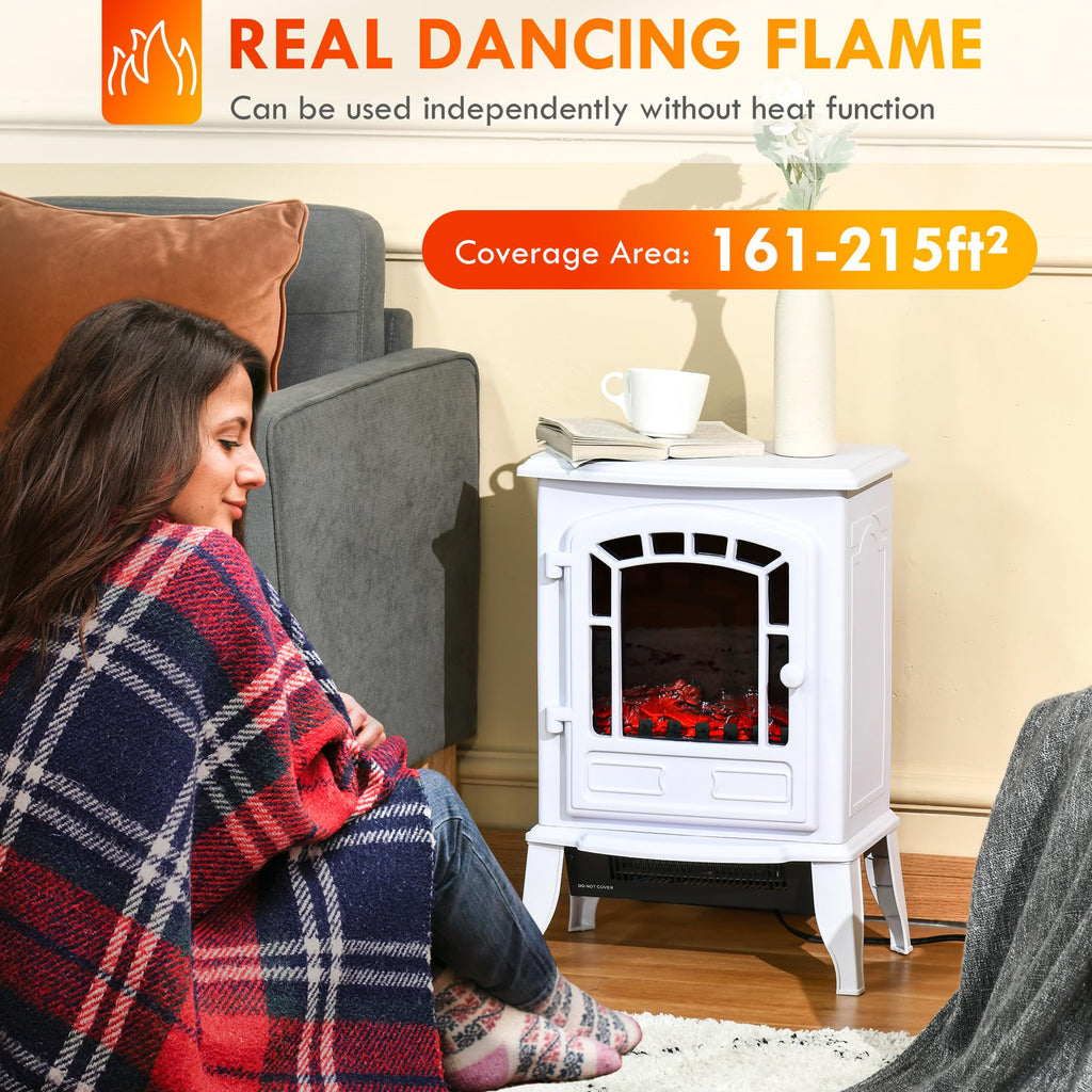 22" Electric Fireplace Stove with Door 750W / 1500W White