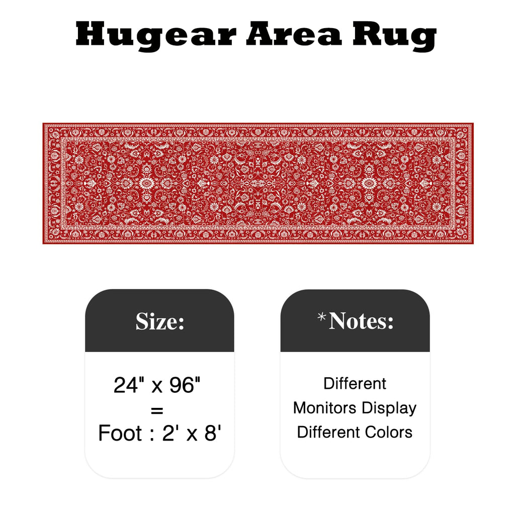 2x8 Christmas Red Floral Washable Runner Rug