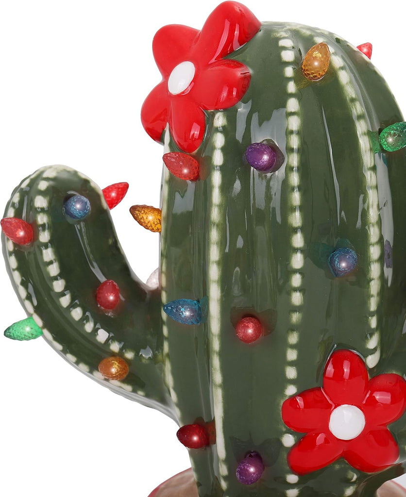 Ceramic Christmas Cactus - Vintage Ceramic Christmas Tree - Light up Christmas Tree Cactus - Nostalgic Christmas