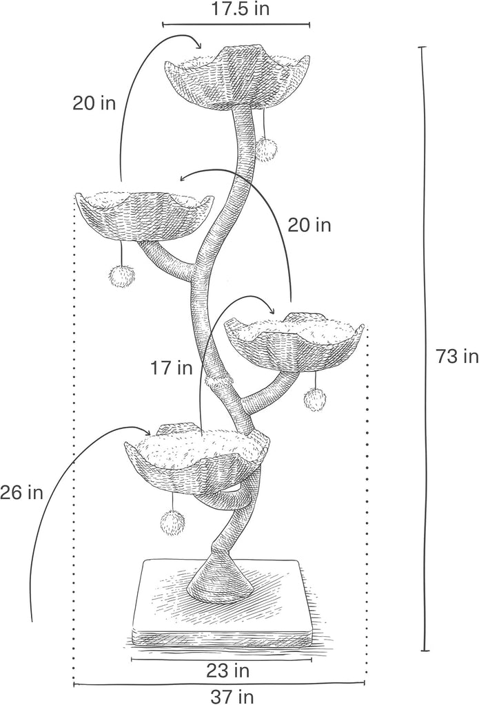 73" Modern Cat Tree Tower for Large Cats, Tall Luxury Cat Condo