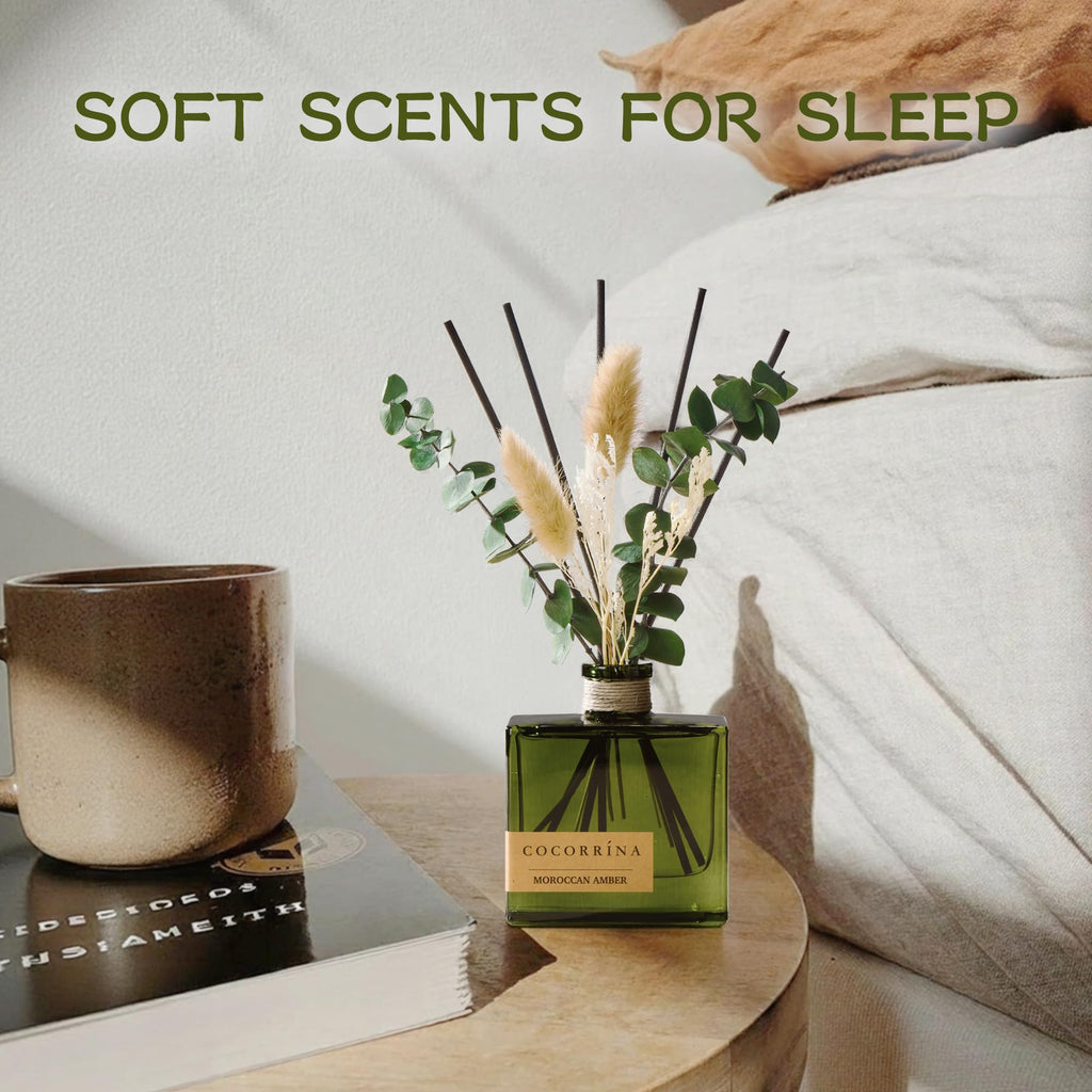 Dried Flowers Reed Diffuser, Moroccan Amber Scent 6.76 fl oz