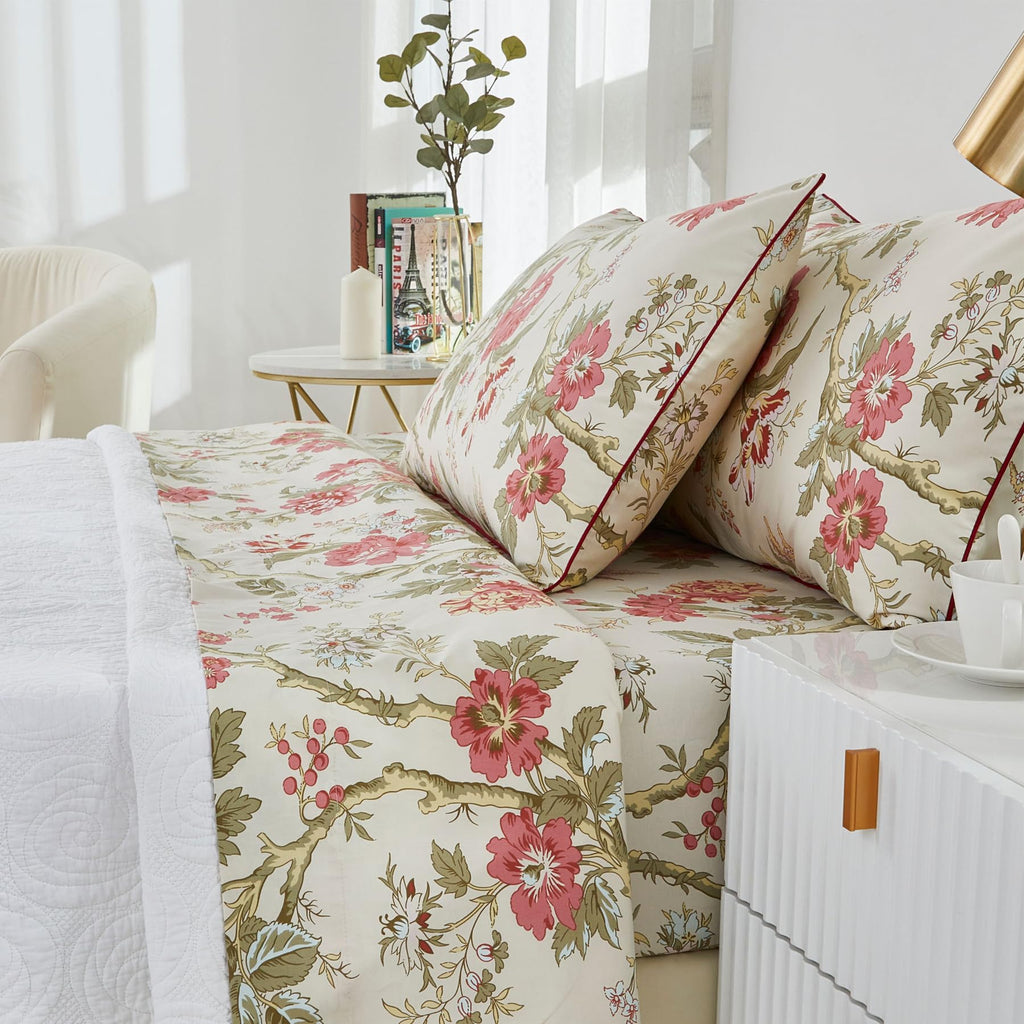 Sheets Set Floral Bedding Chinoiserie Blossom Farmhouse Luxury Grandmillennial Bedding Collections 100%