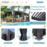 10x20FT Louvered Pergola Outdoor Sun Shade Shelter with Aluminum Frame and Adjustable Metal Rainproof Roof for Garden