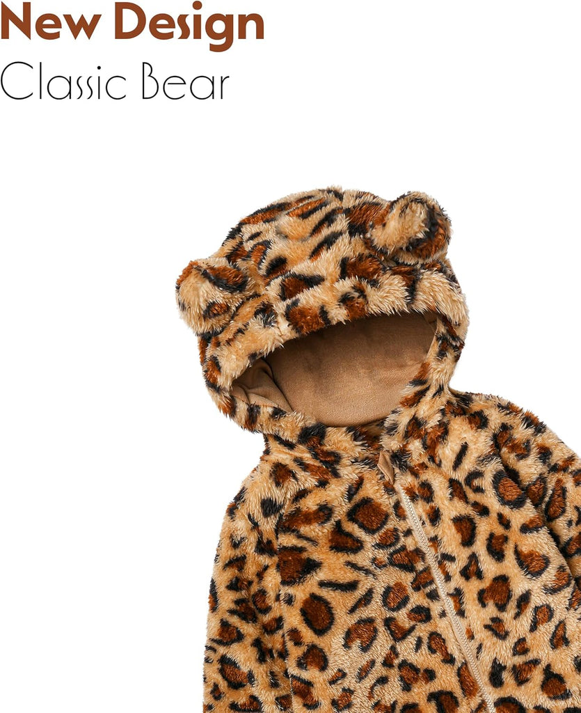 Baby Bear Winter Fleece Hooded Snowsuit Jumpsuit for Boys & Girls