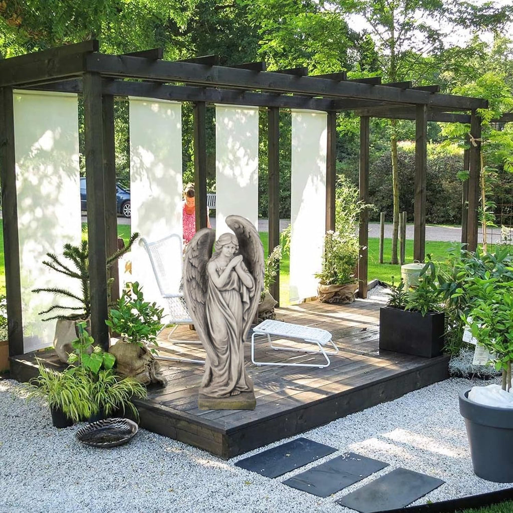 Outdoor Statues Angel Décor Garden Statue - 34 inch Large Garden Angels Outdoor Religious Statues Catholic Resin
