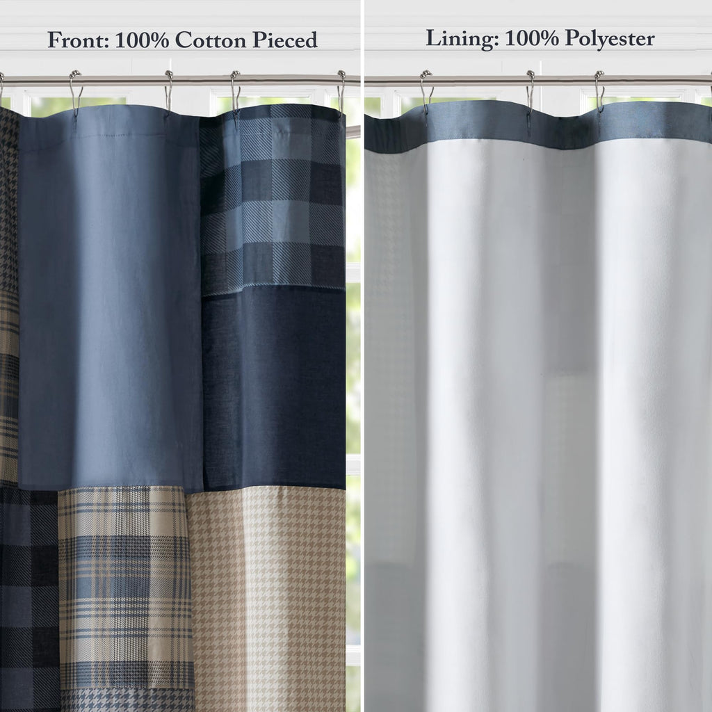 Winter Hills 100% Cotton, Cabin Lodge Plaid Pieced Design, Farmhouse Bathroom Decor, Machine Washable, Fabric