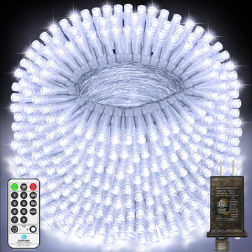 200 FT 500 LED Christmas Lights Outdoor Decorations Super Long Fairy Lights Waterproof 8 Modes Timer Clear Wire