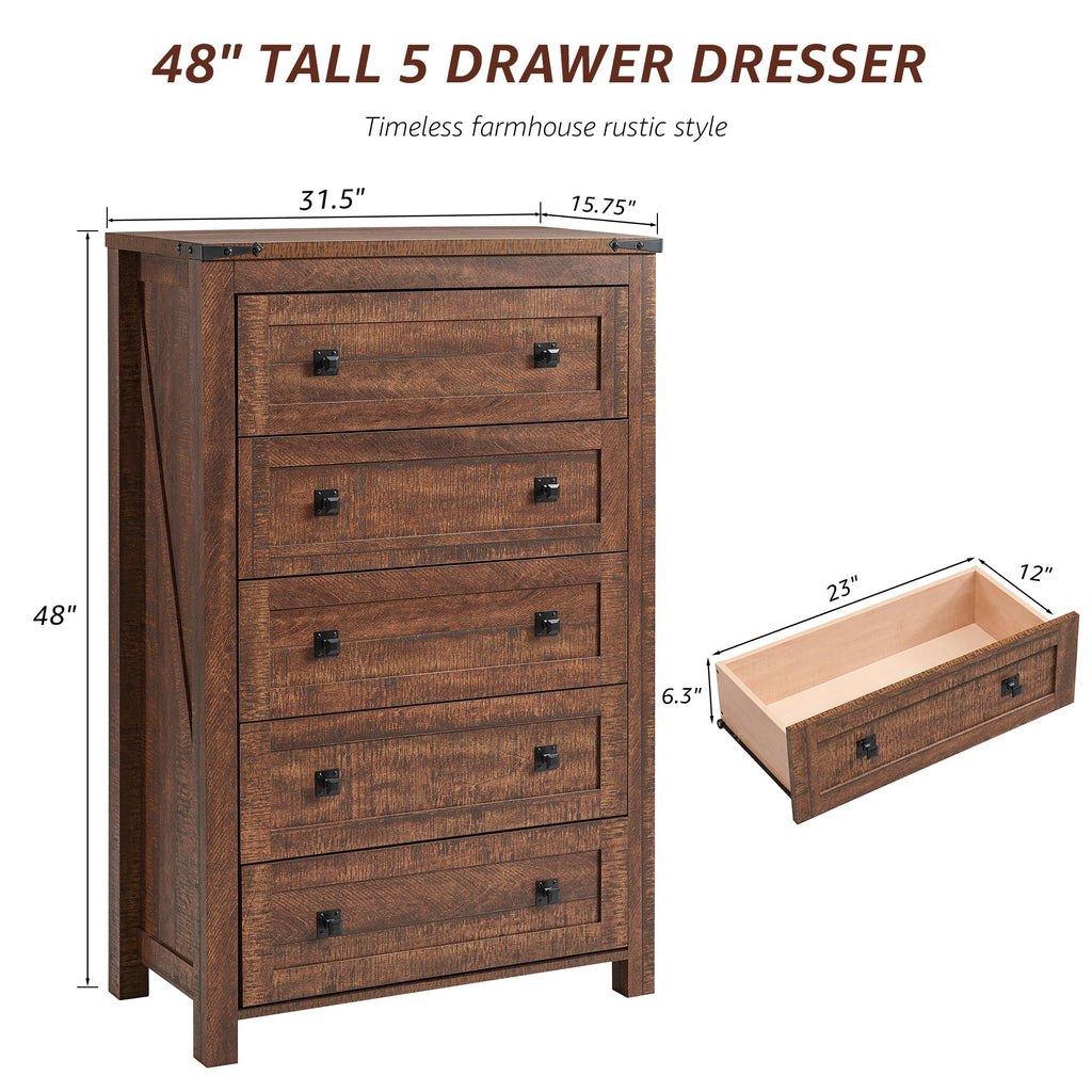 Farmhouse 48" 5-Drawer, Reclaimed Barnwood