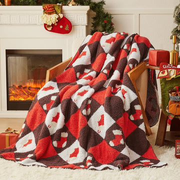 Christmas Knit Throw Blanket - Super Soft Cozy Fuzzy Blankets for Couch, Sofa & Bed, Holiday Throw Blanket,50"x60"