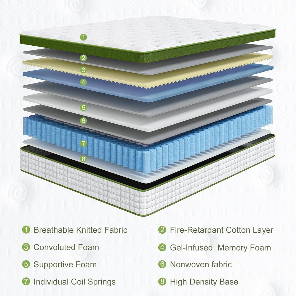 Medium Firm Cal King Mattress 13 Inch, Hotel Collection Hybrid Mattresses -Targeted Lumbar & Shoulder Support for