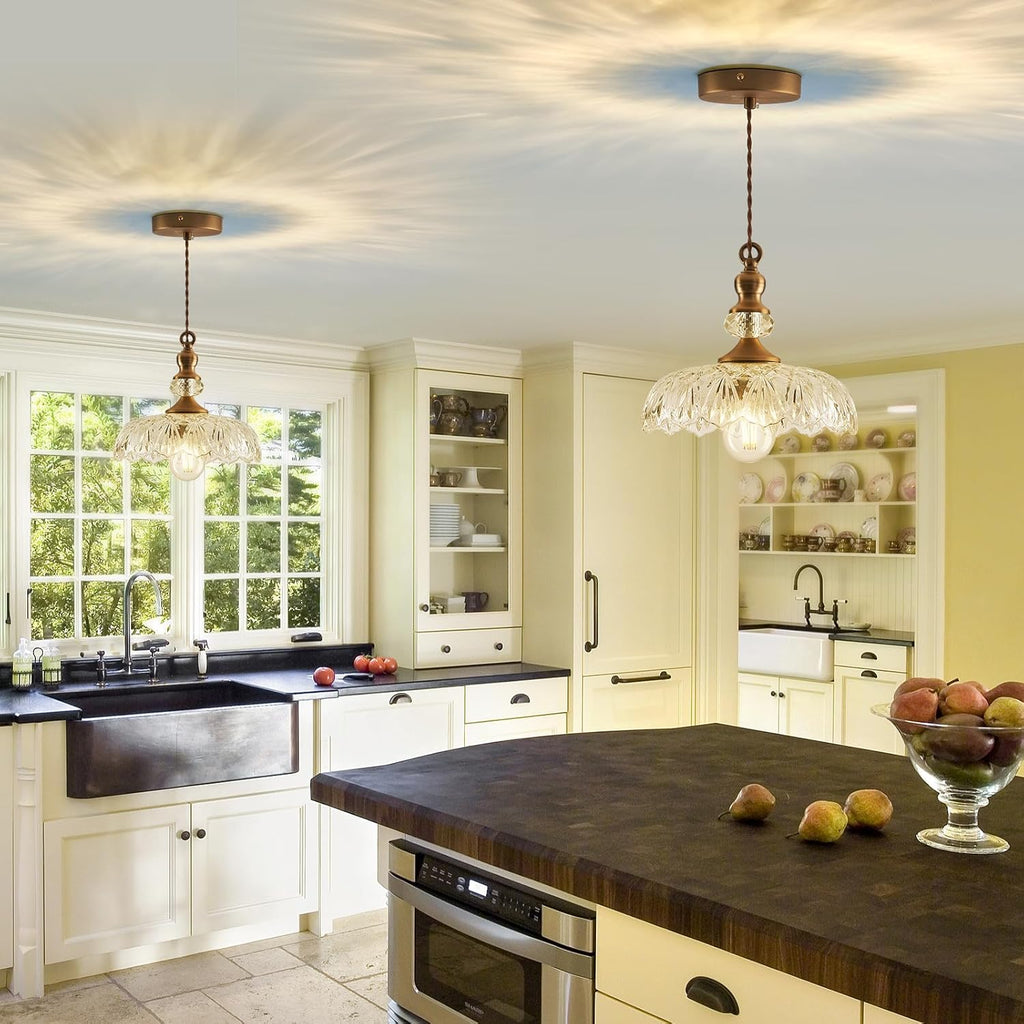 Vintage Glass Pendant Light Fixture Brass Modern Adjustable Chandelier Farmhouse Hanging Light for Hallway Porch