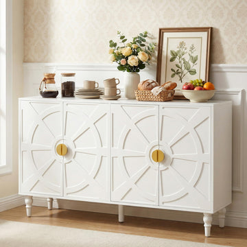 Buffet Cabinet with Storage, Modern Sideboard, White