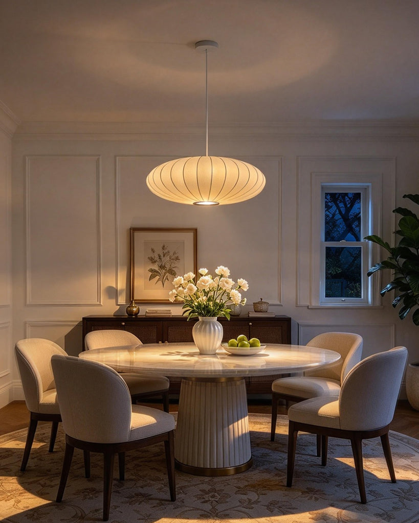 Inspired Nelson Style Lantern Pendant Light White Imitation Silk Bubble Saucer 23.6in