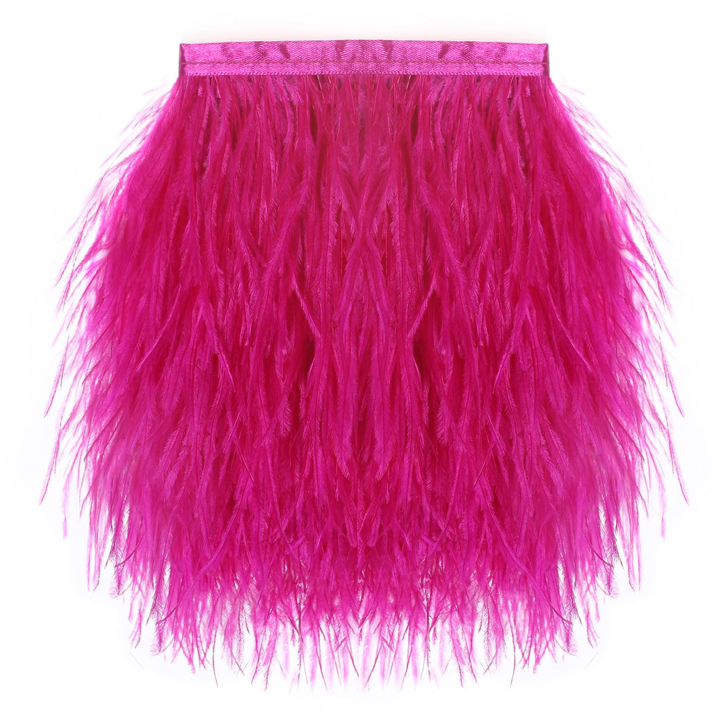 Fuchsia Ostrich Feather Trim, 4 Inch 2 Yards