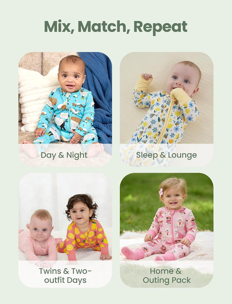 Bamboo Viscose Baby Footie Pack with Anti-Slip Grips