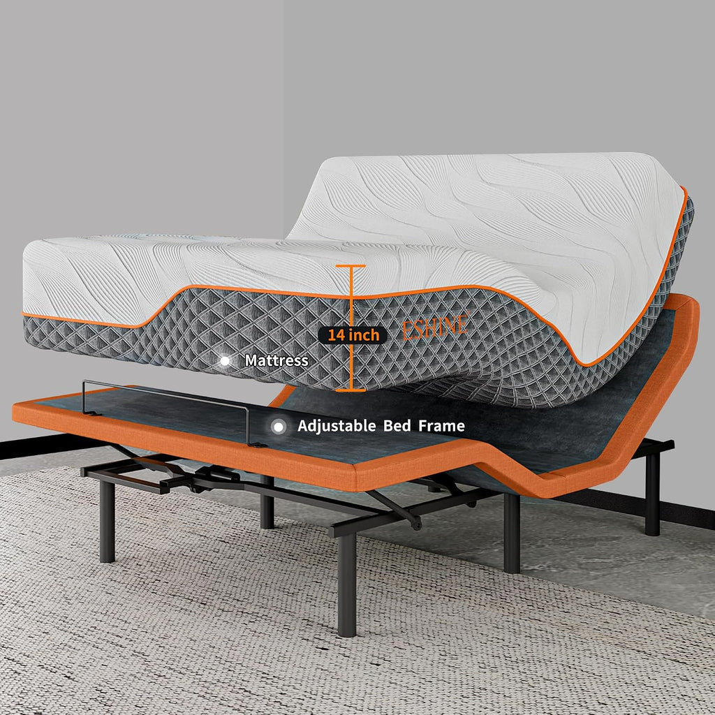 14" Split King Adjustable Bed Frame Hybrid Matt with Massage - Set of 27