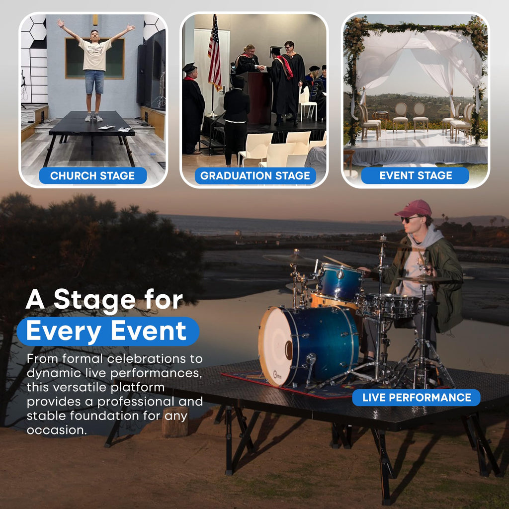 4'x4' Portable Stage, Mini Legs 8-10" + Standard