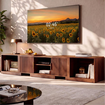 TV Stand for 55-80 Inches TVs, 63"-84.6" Adjustable Length, Extendable Corner Entertainment Center with Storage