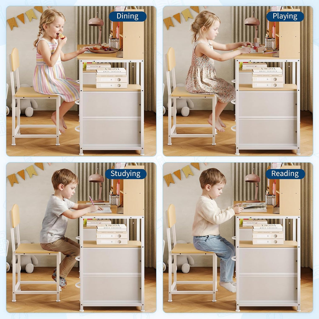 47.2" Kids Desk and Chair Set with Hutch & Multi-Layer Storage, Ages 6-12