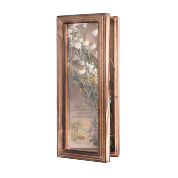 Shadow Box Frame 5x12.5 Flower Shadow Box Pin Display Case Cabinet Picture Frame with Linen Back Memorabilia Awards
